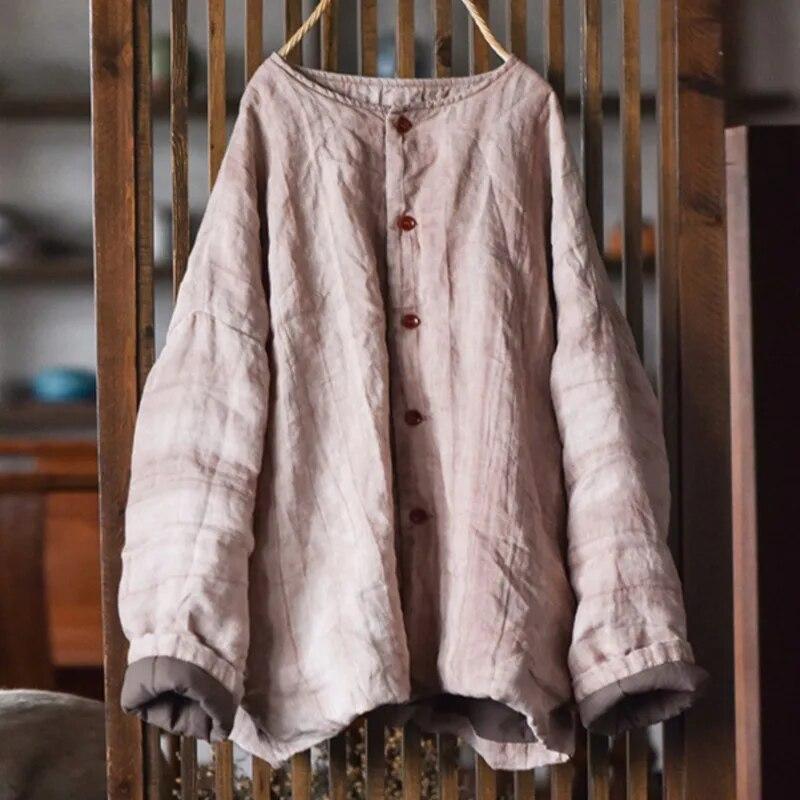 Johnature Женские винтажные парки с круглым вырезом и длинным рукавом, однотонные весенние пальто на пуговицах, хлопковые парки в китайском стиле