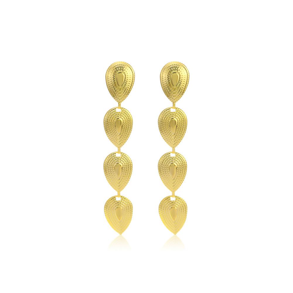 European and American fashion geometric waterdrop stainless steel earrings, personalized vintage ethnic trendy titanium steel pendant earrings for
