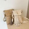 Women Straw Beach Bag Holiday Mobile Phone Shouder Bag Summer Tassel Mini Crossbody Bag for Lady Travel Bohemian Style