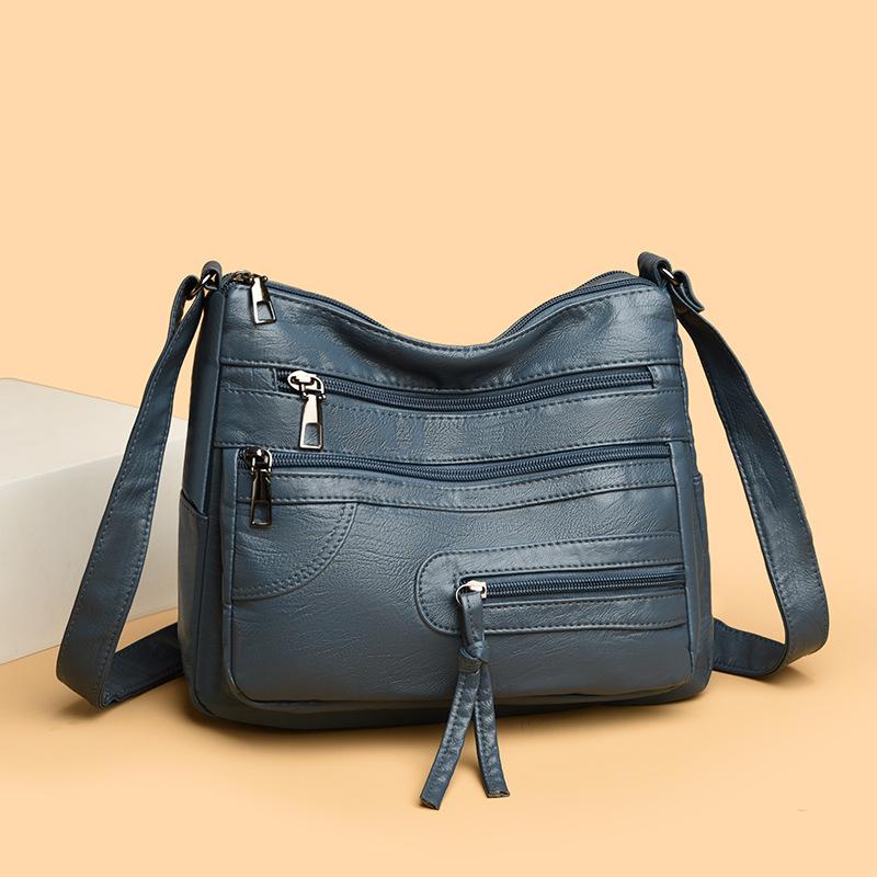 Вместительная женская модная однотонная сумка через плечо, многослойная сумка-мессенджер, многофункциональная сумка для хранения, сумка под мышкой для выхода в свет и путешествий