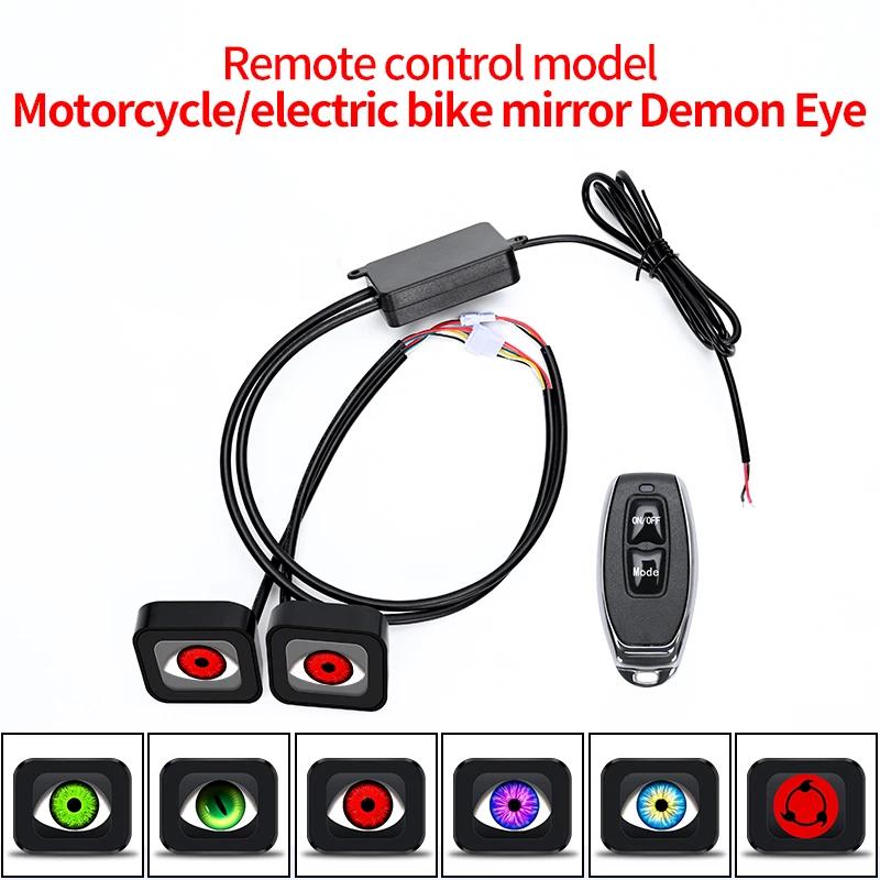 Motorcycle Decorative Light 6 Modes 12-36V LED Dynamic Devil Eye Lights Rearview Mirror Demon Eye Motorbike Retrofit Kits.