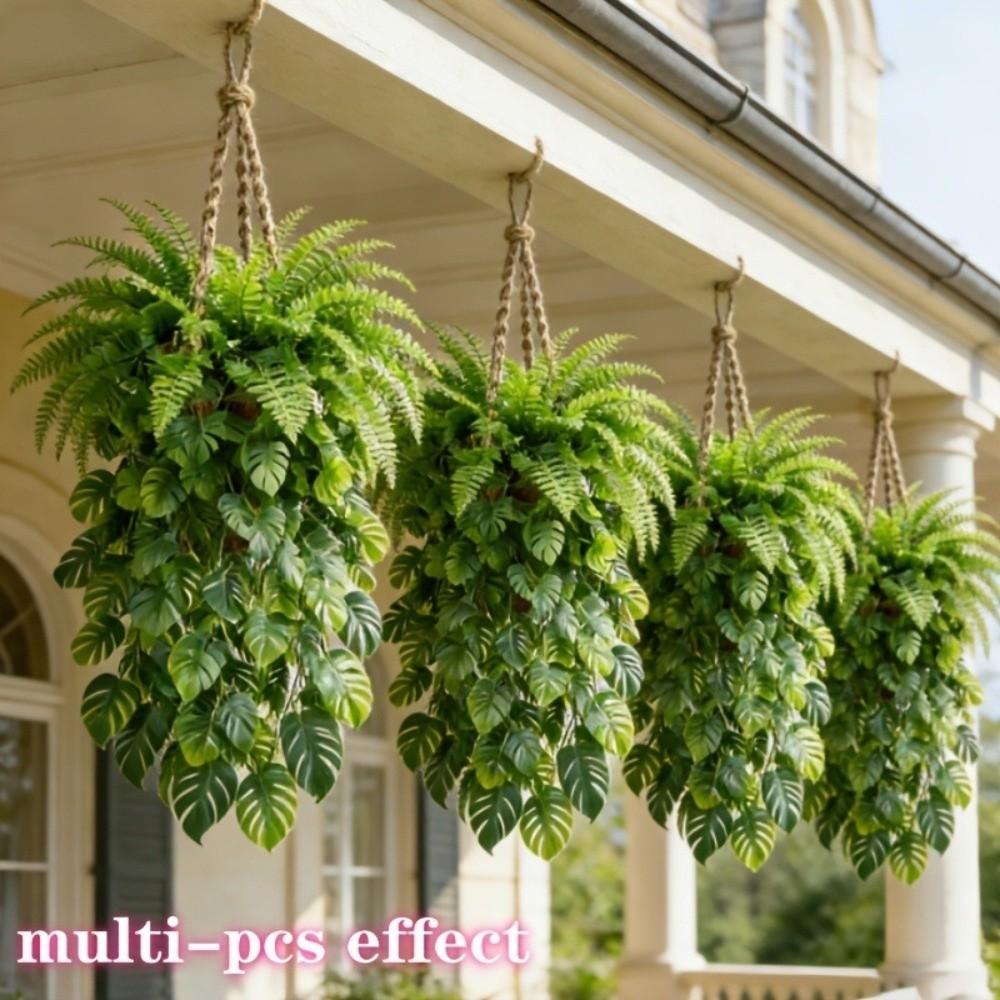 Plastic Artificial Hanging Monstera Vine UV Resistant Trailing Greenery Vine Balcony