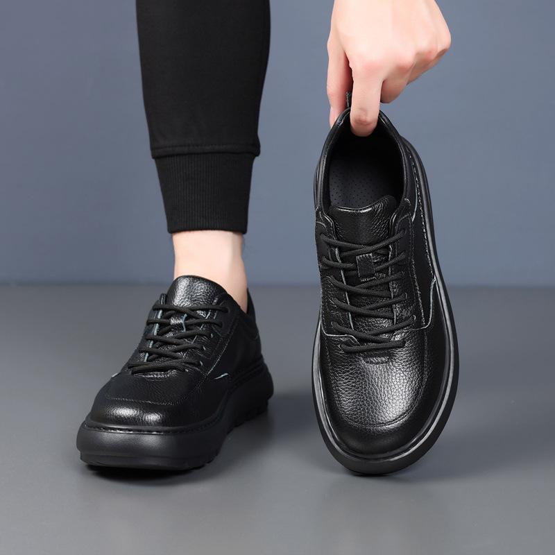 First layer cowhide men's casual shoes leather breathable shoes platform men's leather shoes men's shoes