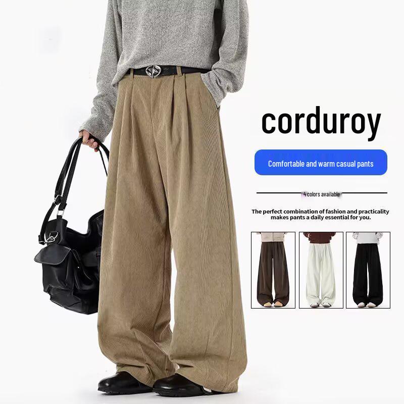 Men's Corduroy Wide-Leg Pants, Autumn/Winter 2025 Retro Loose Casual Style
