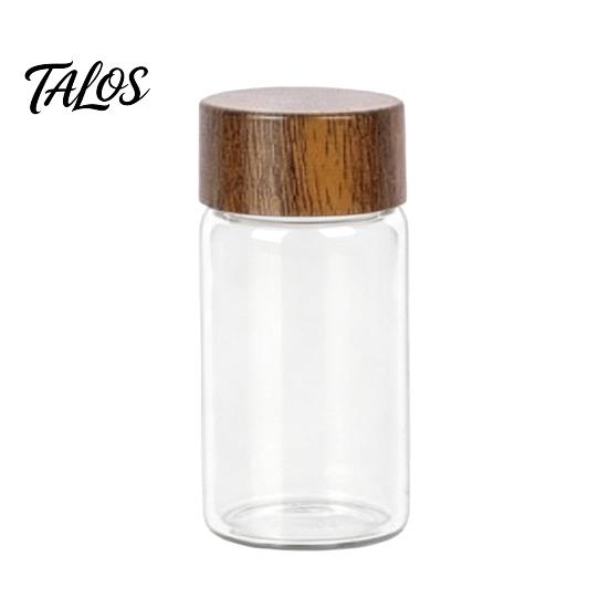 Мини-банка Talos Glass с деревянной крышкой, влагостойкий портативный маленький контейнер, для кофейных зерен, чая, сахара, специй, кухонный органайзер