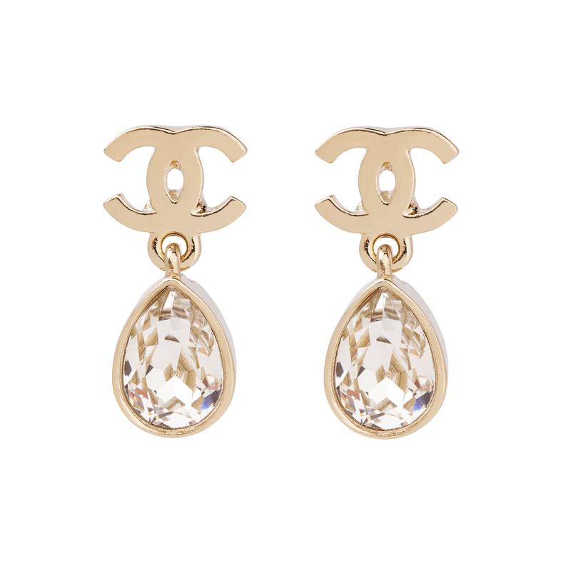 Chanel Классические серьги с кристаллами Double C золотые