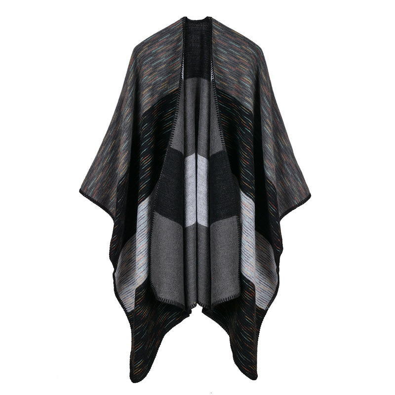 Women's New Rhombus-shaped Color Bar Shawl, High-end Women's Double-sided Wear, and Travel Capes Are On Sale.