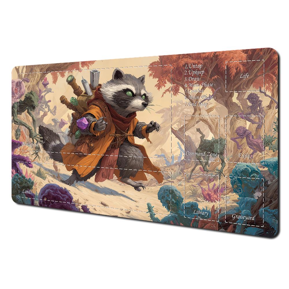Magic Cards Rug With Zone Mtg Playmat Raccoon Messenger Anime Theme Gathering Game Mat Desk Mat Tcg Rug Commander Battle Playmat