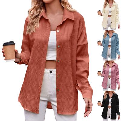 Женская однотонная блузка с длинным рукавом на пуговицах, элегантные рубашки