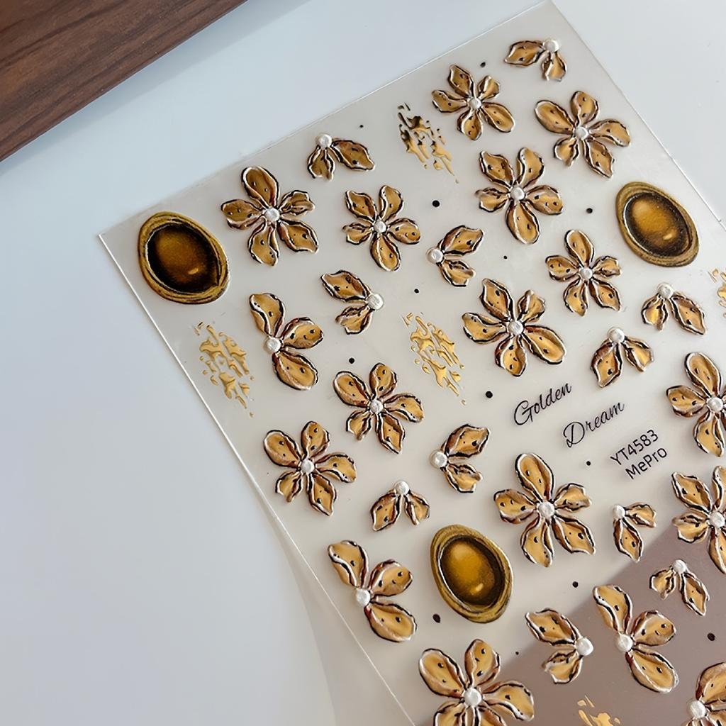 Винтажные карамельно-янтарные наклейки для ногтей в виде лепестков для 3D-нейл-арта, подходят для дома или нейл-салонов, материалы для DIY-нейл-арта для всех женщин и девушек.