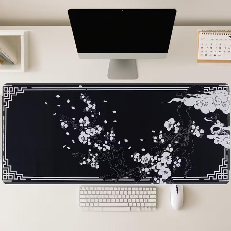 Japanese Mount Fuji Cherry Blossom Gaming Mouse Pad Extended Non Slip Mat Smooth Edges For Gamers Office Home Wireless Mouse