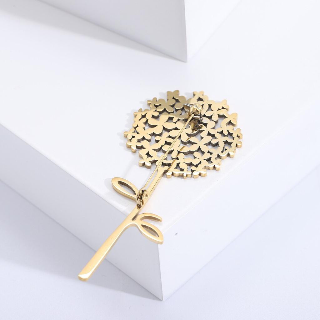 Blucome Брошь в виде цветка одуванчика из нержавеющей стали для женщин, очаровательное растение, офисная вечеринка, повседневный костюм, булавки, ювелирные изделия, аксессуары