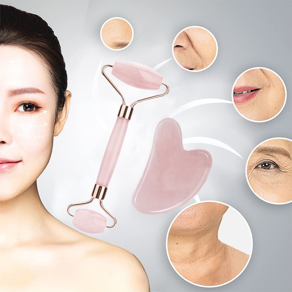Facial Massage Jadeite Natural Stone Facial Face Care Beauty Care Full Body Massage Tool for Beautiful Facial Improved Blood Wrinkle and Swelling
