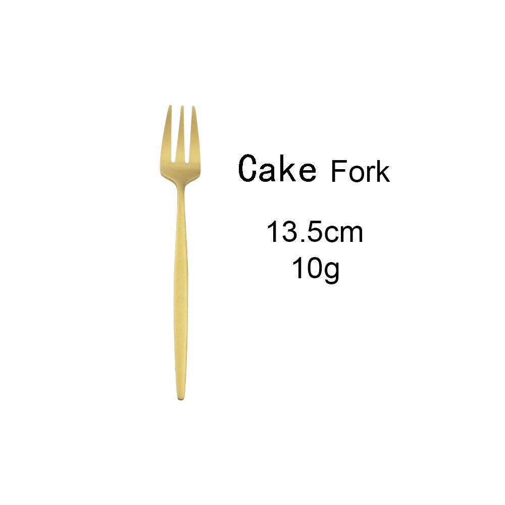 Matte Gold Cutlery Set Stainless Steel Dinnerware Cake Fork Long Handle Spoon Dessert Knife Tableware Flatware Silverware Set