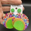 Earrings Wooden Ornament Color Bohemian Earrings Large Earrings Printing