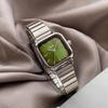 Women's Watch Niche Steel Band Watch Temperament Simple Small Green Watch Student Green Small Square Watch