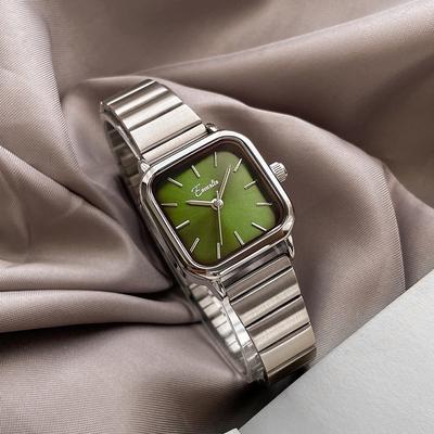 Женские часы Niche Steel Band Watch Temperament Simple Small Green Watch Student Green Small Square Watch