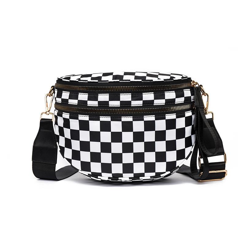 Single Shoulder Bag for Women, Casual, Fashionable, Versatile, Large Capacity Shell Bag, Waterproof Bag, Checkered Crossbody Bag