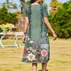 Women's Casual Cute Pattern Print Round Neck Midi Dress Basic Classic Outdoor Everyday Short Sleeve Loose Dress