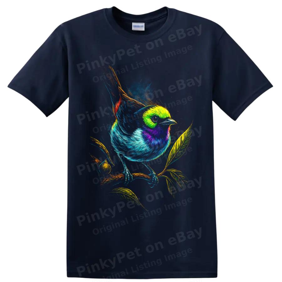 Футболка с painted bunting (расписной овсянкой) Яркое тропическое птичье искусство Графическая футболка для любителя природы Подарок