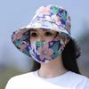 Floral Summer Sun Hat with Integrated Face Cover for Outdoor and Field Work