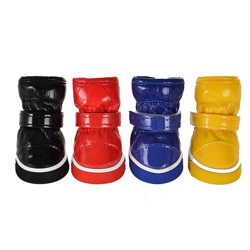 4 шт./компл. обувь для собак, модные зимние теплые зимние сапоги для собак, обувь из искусственной кожи для маленьких собак, чихуахуа, водонепроницаемая нескользящая обувь для щенков, обувь для домашних животных