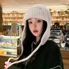 Women Knitted Hat Earflap Beanie Super Soft Solid Color Thickened Windproof Cold Weather Fashion Knitted Cap