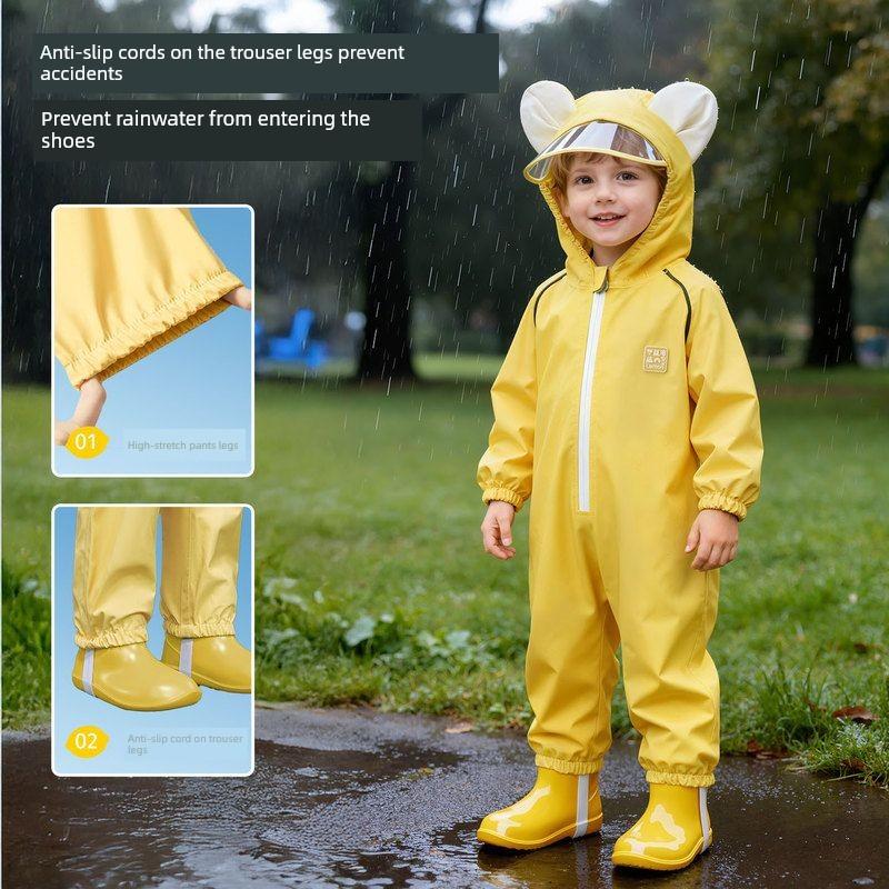 Lemon Baby Children's Raincoat One-Piece for Boys and Girls, Toddlers, Kindergarten Boys and Girls, Cute Rain Poncho