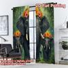2D FLAT PRINTING 2pcs Curtains (Without Rod) Elephants with Flower Crowns Pattern Modern Curtains Polyester Easy Install