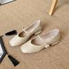 Fashion Spring and Summer Women Elegant Pearl Buckle Mary Jane Single Shoes Square Toe Thick Heel Comfortable Soft Bottom Women's Shoes