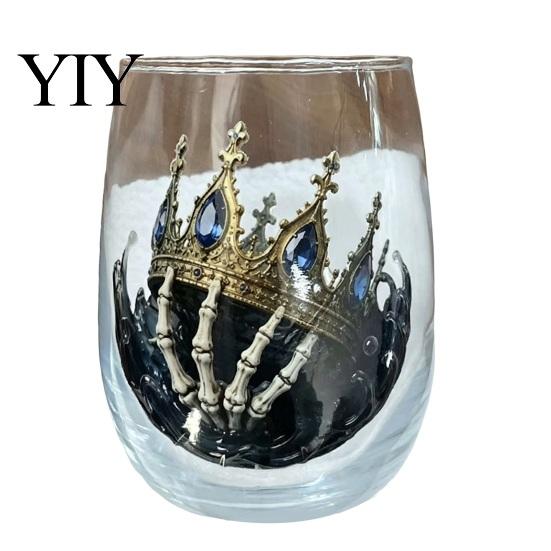 Decorative Glass for Housewarming Pirate Theme Stemless Wine Glass, 425ml Capacity, Marine Inspired Design Life Themed Gifts Borosilicate Cup, Coastal