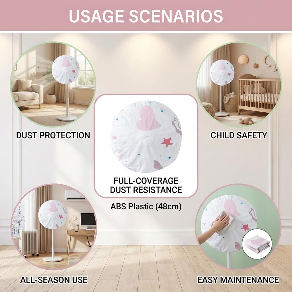 Full-Coverage Dust Resistance Fan Cover For Home Use Durable ABS Plastic Universal Round Design