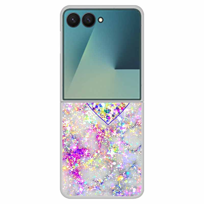 Чехол для SAMSUNG Z Flip 7 Чехлы Мраморный Прозрачный Жесткий ПК Задняя крышка телефона для Galaxy Z Flip7 5G Задняя крышка ZFlip7 Прозрачный корпус