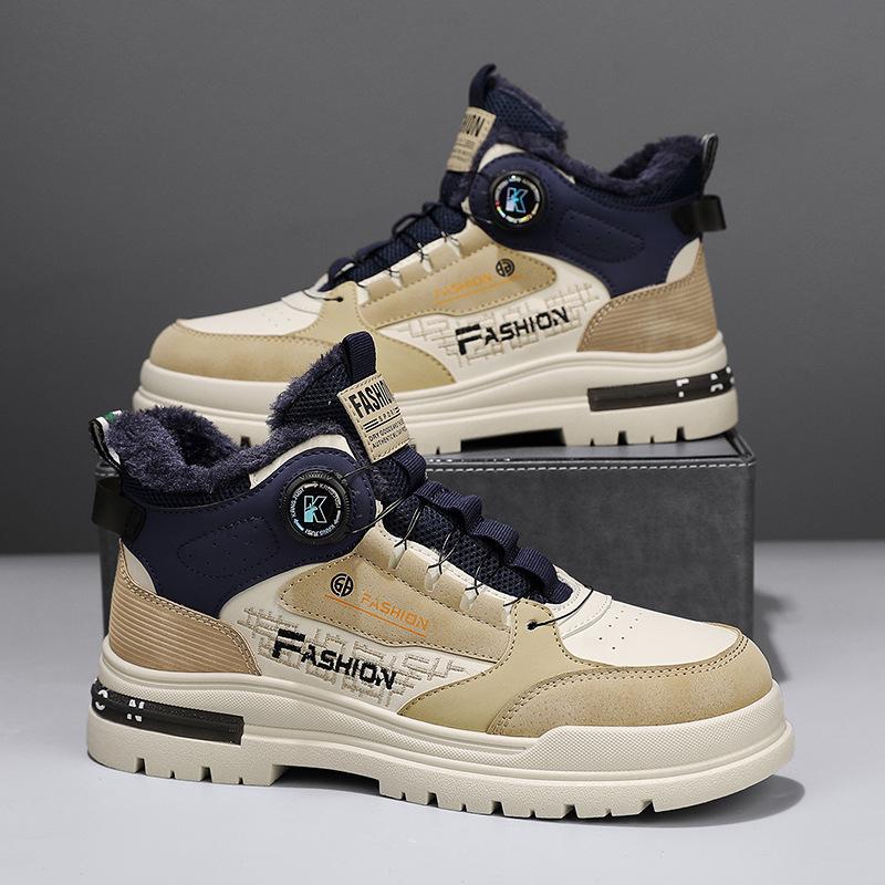 Зимняя новая мужская обувь бархатные ботинки Мартина мужская обувь мужская повседневная спортивная хлопковая обувь вращающиеся кнопки