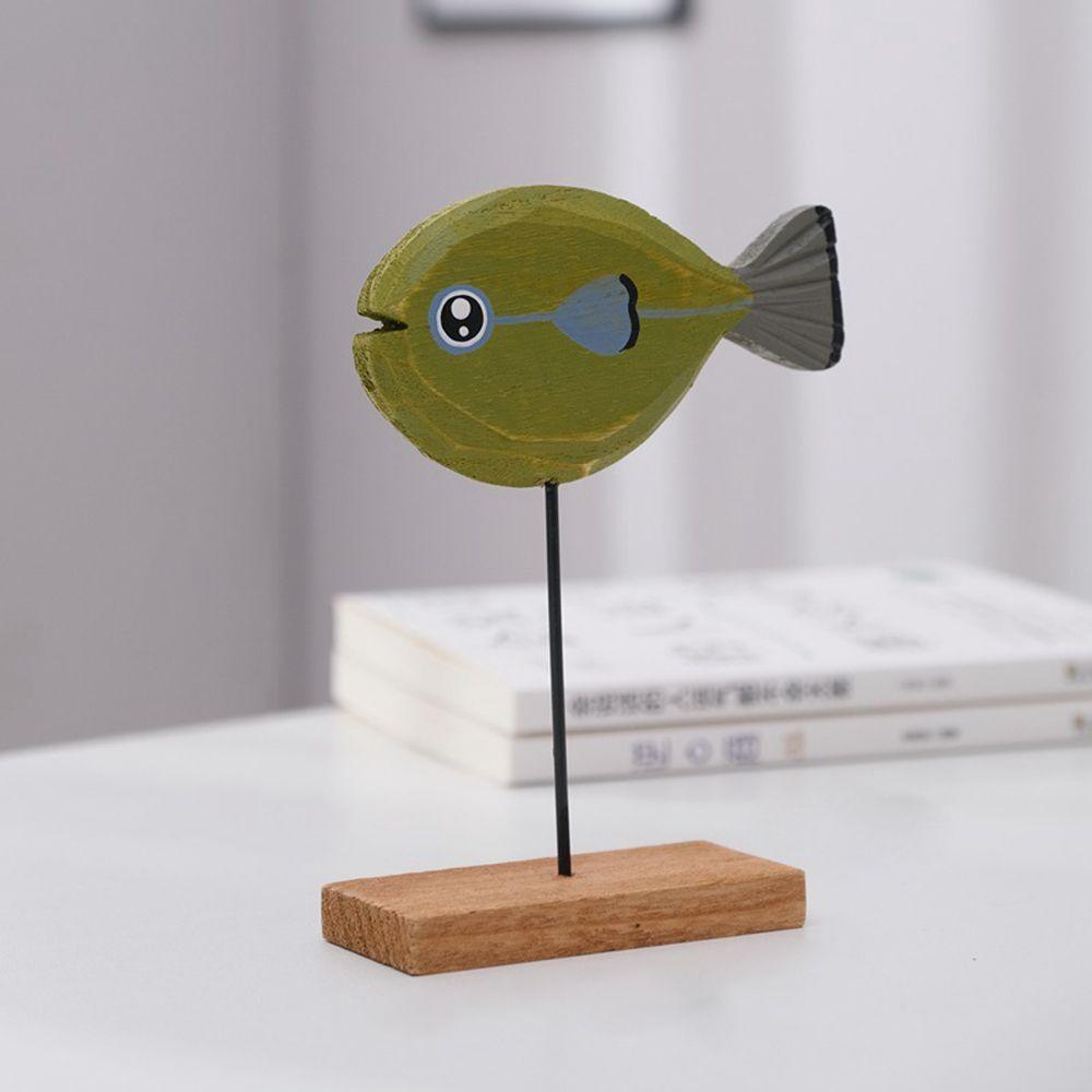 Fish Pattern Colorfast Home Decoration Fishes Sculpture Wooden Fish Statue Table Decor Ornament