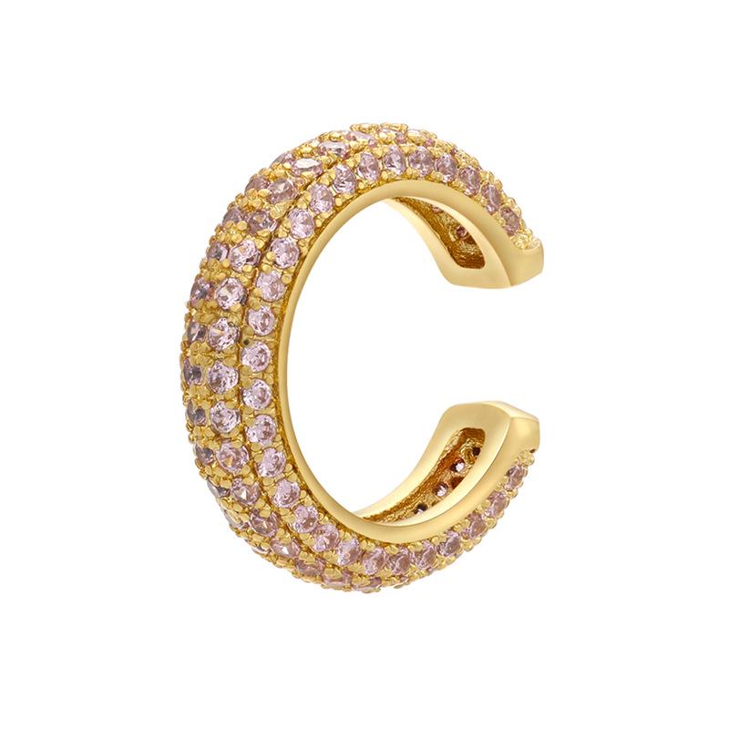 «Серьги-каффы с микроинкрустацией из цветного циркония, медь с покрытием из 18-каратного золота»