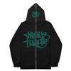 2023 Cross-border New American High Street Hip-Hop National Trend Printed Zipper Sweatshirt Trendy Fashion Versatile Couple Hoodie