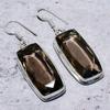 Smoky Topaz Gemstone Handmade 925 Sterling Silver Jewelry Earring 2.01" Q5W33