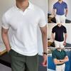 Мужская летняя футболка с короткими рукавами, отложным воротником и V-образным вырезом, однотонный свободный пуловер средней длины для деловых мероприятий, офиса, свиданий