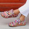 Женские сексуальные полосатые повседневные туфли - Всесезонные плоские кроссовки с простым носком, Верх из ткани, пригодной для ручной стирки, Стелька с искусственным покрытием