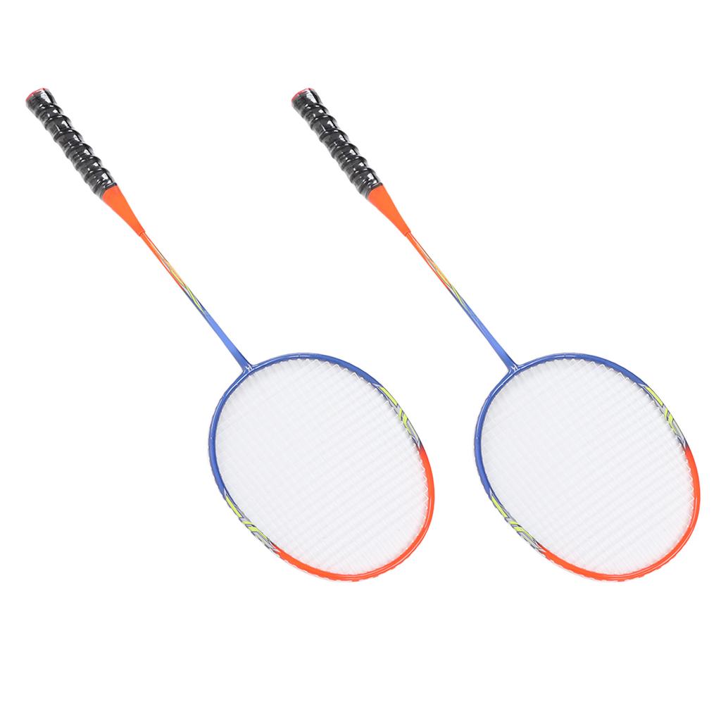 2 Pcs Badminton Racket Ferroalloy One Piece Skidproof Handle Orange Badminton Racquets Set for