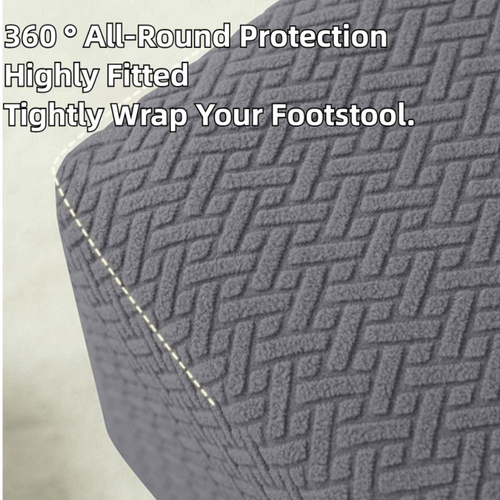 Universal Ottoman Stool Cover T-shaped Pattern Stretchable Sofa Footrest Slipcovers Elastic Band Removable Jacquard Stool Cover