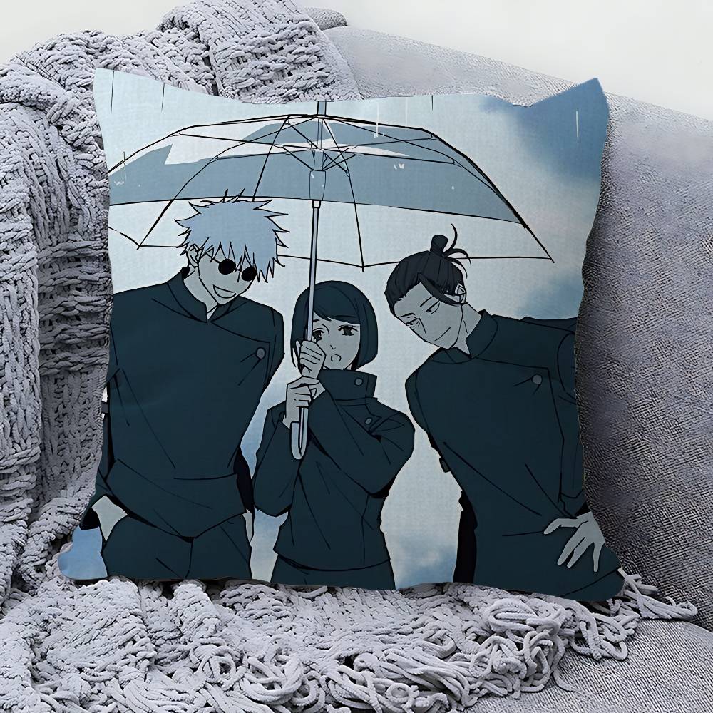 J-Jujutsu K-Kaisen G-Gojo Аниме Наволочка Подушка-плед для Автомобиля Чехол для Подушки на Диван Автомобиль Рождественский Подарок 40x40см 45x45см