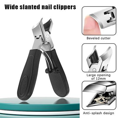 Ультра острые кусачки для ногтей из нержавеющей стали с широким открыванием губок, анти-брызг, триммеры для ногтей на ногах для женщин и мужчин, маникюрный инструмент