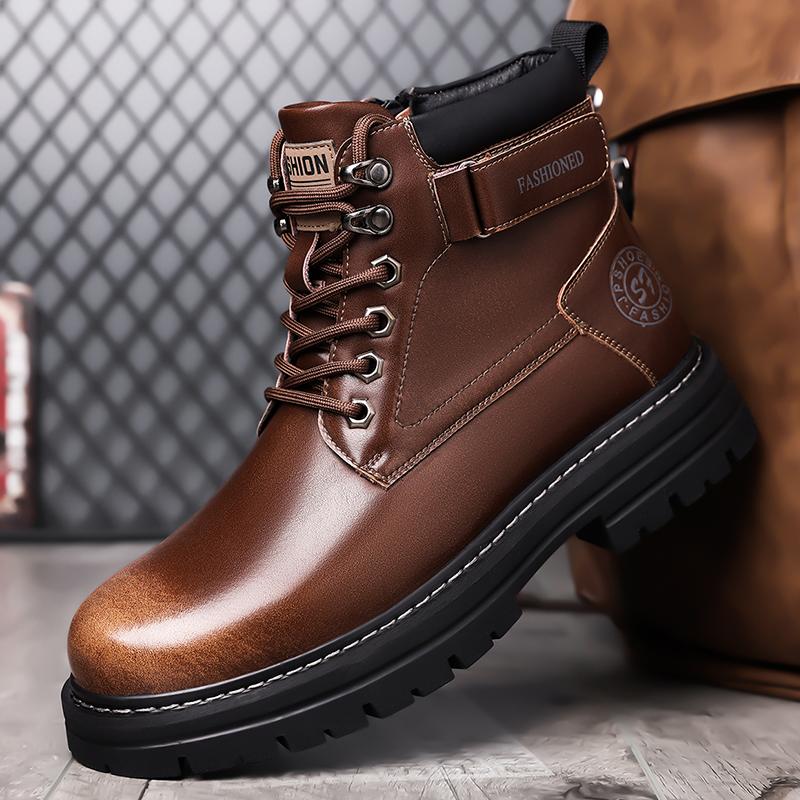 Top Quality Designer Vintage Leather For Men Boots Business Fashion Genuine Leather Men Boots Lace Up Outdoor Motorcycle Boots