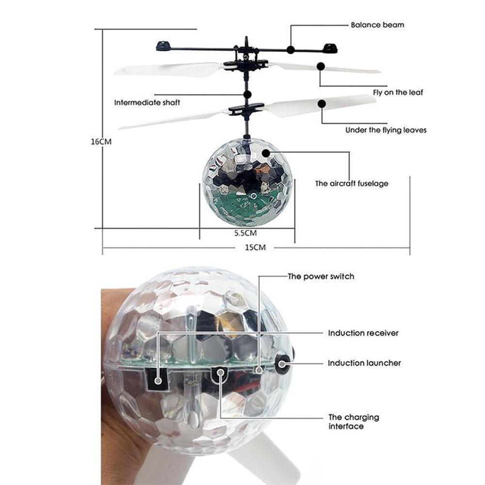 Intelligent Sensing Electric Flying Magic Ball Colorful Lights Crystal Ball Flying Toy Kids Gift