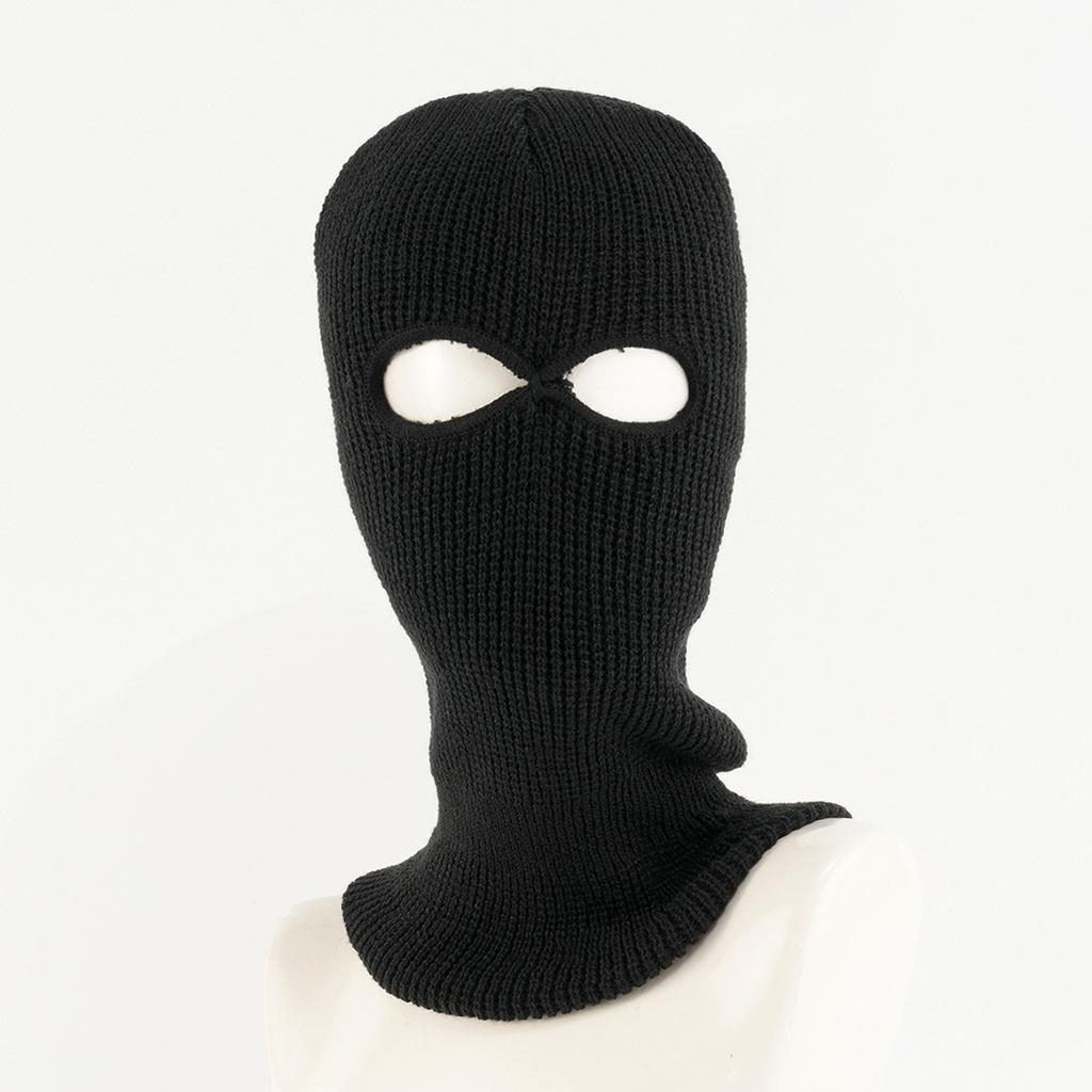 Autumn and winter thermal mask spot headgear skiing cold riding two-hole wool knitted hat sports headgear mask