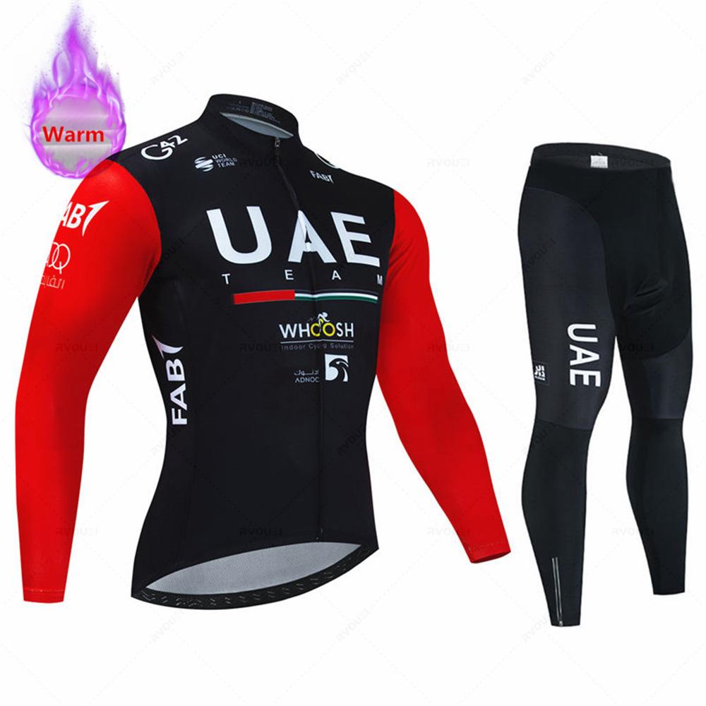 2023 Uae Team Winter Thermal Велосипедная флисовая майка комплект новая одежда для горного велосипеда Maillot Ropa Ciclismo с длинным рукавом Велосипедная одежда