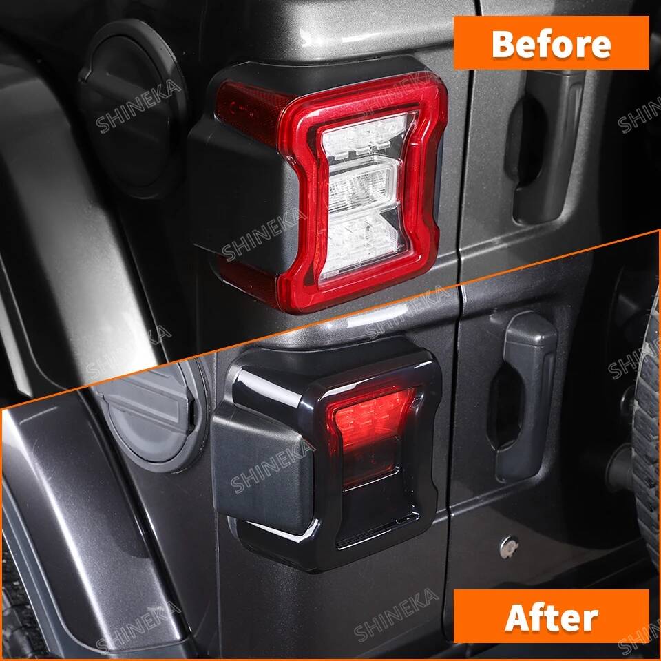 SHINEKA Car Rear Tail Light Lamp Taillight Decoration Cover for Jeep Wrangler JL 2018 2019 2020 2021 2022 2023 2024+ Accessories