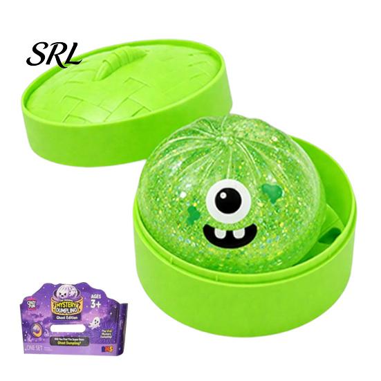 Halloween Party Favors 1/4/5Pcs Dumpling Squeeze Toy with Steamer Box, Cartoon Glitter Steamed Bun Slow Rising Fidget Stress Relief Toy, Ball for Home